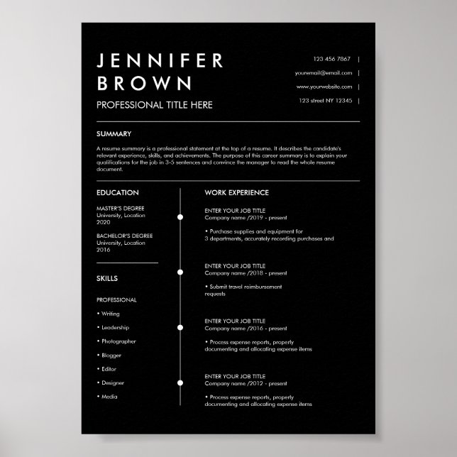 Professional resume template modern cv digital poster (Front)