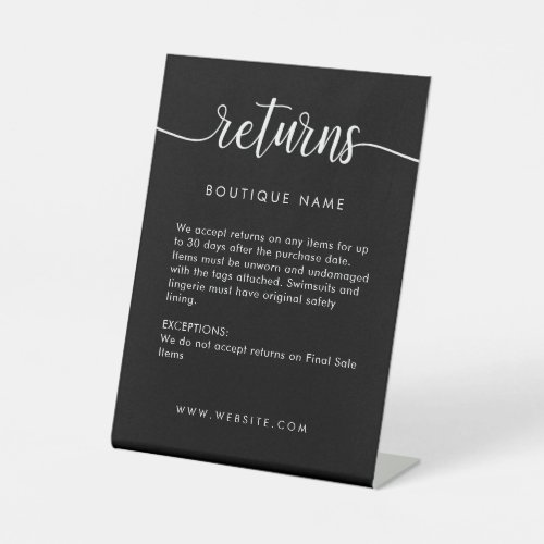 Professional Retail Store Return Policy Pedestal Sign