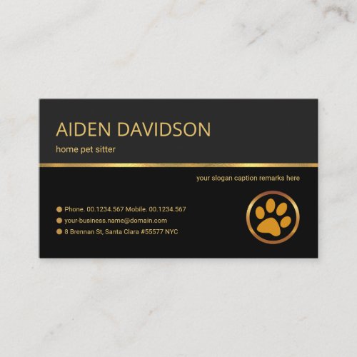 Professional Retro Gold Line Grey Shade Pet Sitter Business Card