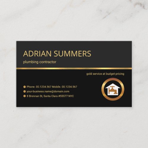 Professional Retro Gold Line Grey Shade Plumbing Business Card