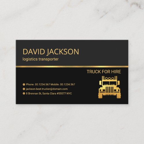 Professional Retro Gold Line Grey Shade Truck Business Card