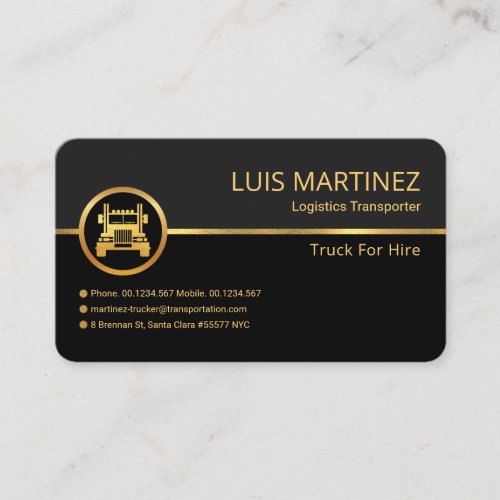 Professional Retro Gold Line Grey Shade Trucking Business Card