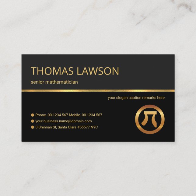 Professional Retro Gold Line Grey Shade Tutor Business Card (Front)