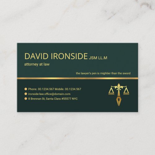 Professional Retro Gold Line Lawyer Business Card