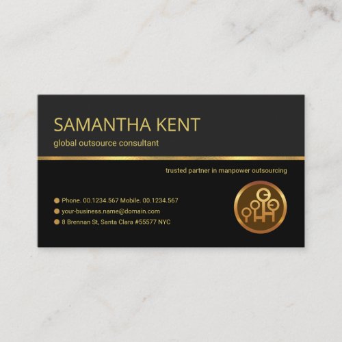 Professional Retro Gold Line Manpower Consultant Business Card