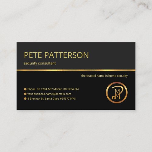 Professional Retro Gold Line Security Consultant Business Card