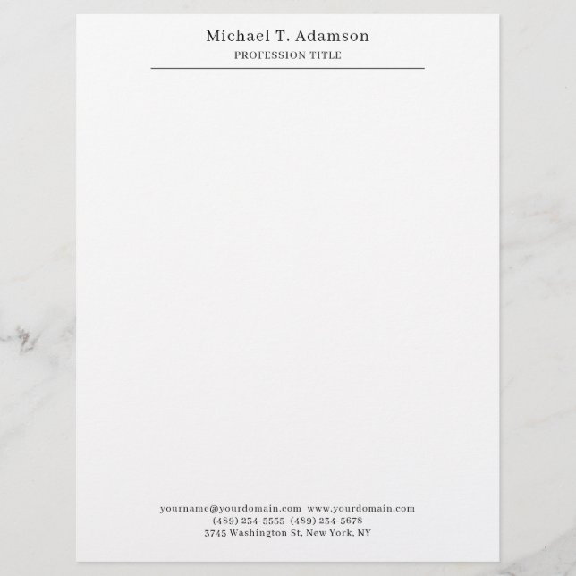 Professional Retro Style Elegant Plain Simple Letterhead (Front)