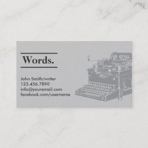 Professional Retro Typewriter Writer Business Card