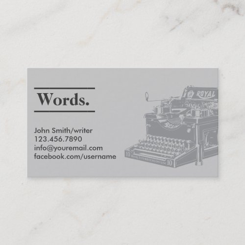 Professional Retro Typewriter Writer Business Card