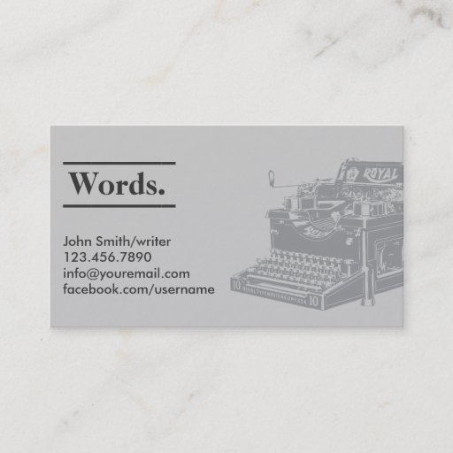 Customizable Professional Retro Typewriter Writer Business Card