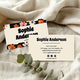 Professional Retro Vintage Floral Business Card