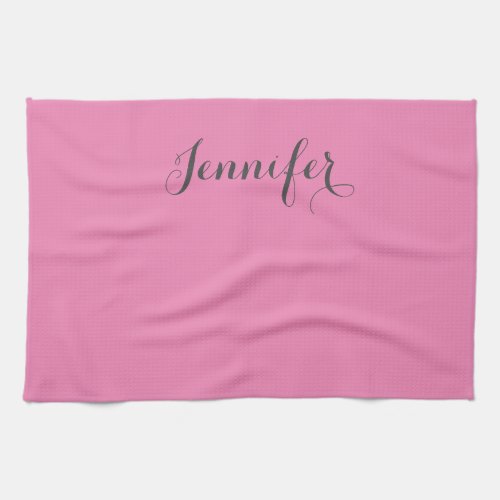 Professional retro vintage pink add your name kitchen towel