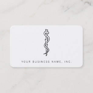 Professional Rod of Asclepius Medical Business Card