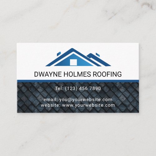 Professional  Roofing Company Contractor Blue Business Card