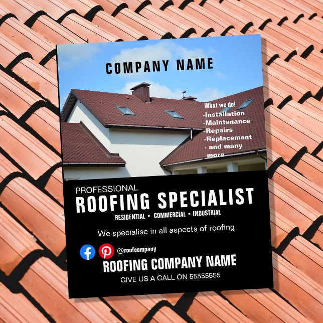 Professional Roofing Company Flyer | Customizable  (Creator Uploaded)