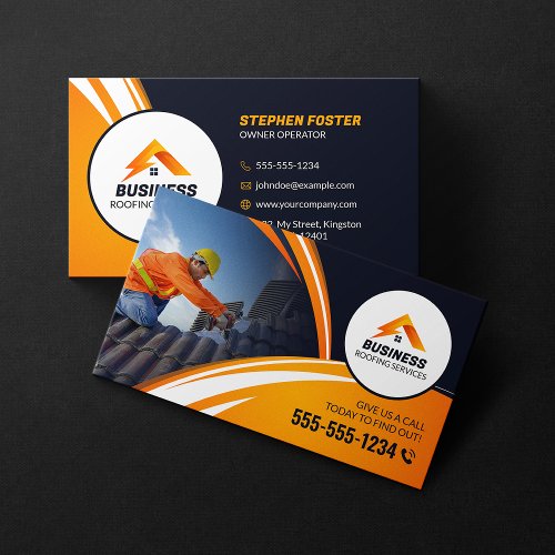 Professional Roofing Construction Gutter Shingles Business Card