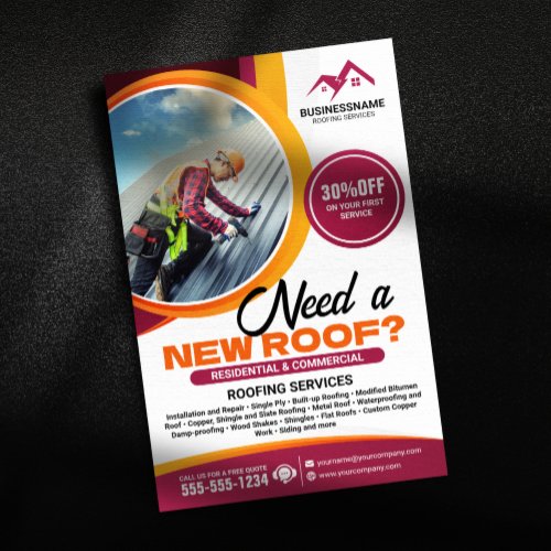 Professional Roofing Repairs Installation Service Flyer