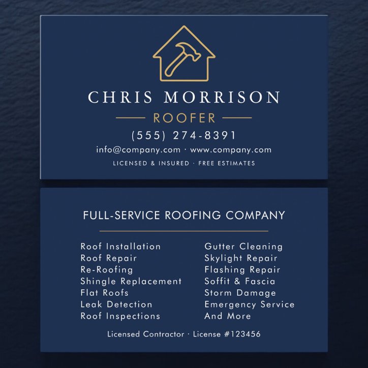 Professional Roofing Roofer Business Card