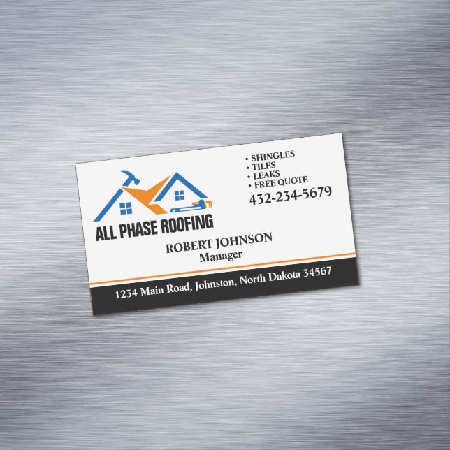 Professional Roofing Service Business Card Magnet (In Situ)