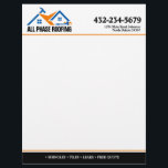 Professional Roofing Service Letterhead<br><div class="desc">Roofing service letterhead with your personalized text,  change the text yourself when ordering,  keep the existing graphic or replace with your own logo</div>