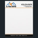 Professional Roofing Service Letterhead<br><div class="desc">Roofing service letterhead with your personalized text,  change the text yourself when ordering,  keep the existing graphic or replace with your own logo</div>