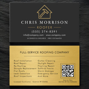 Professional Roofing Services QR Code Business Card