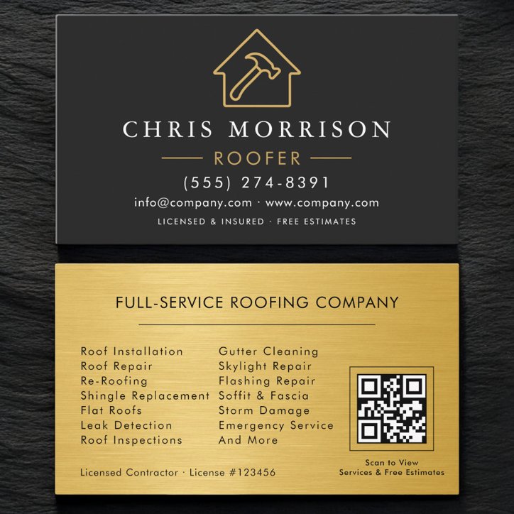 Professional Roofing Services QR Code Business Card