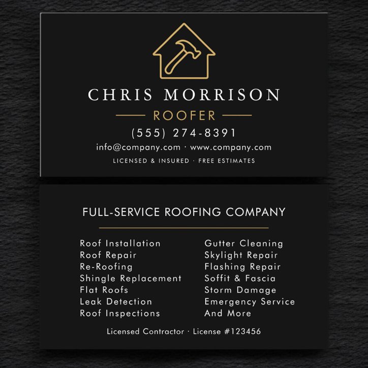 Professional Roofing Services Roofer Business Card