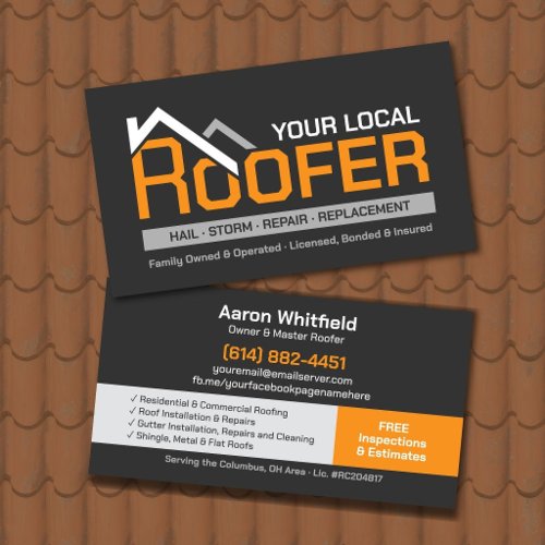 Professional Roofing Services - Roofer Business Card