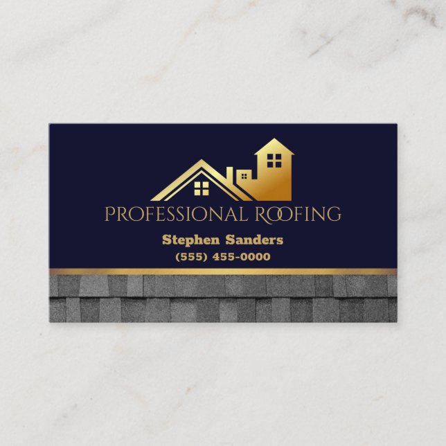 Professional Roofing Shingles Construction Business Card (Front)