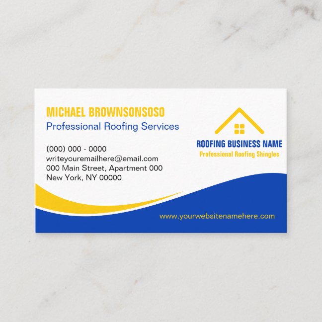 Professional Roofing Shingles Construction Business Card