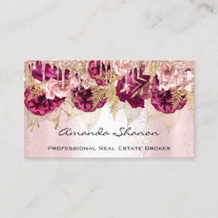 Professional Rose Blush Flowers Drip QRCODE Logo Business Card