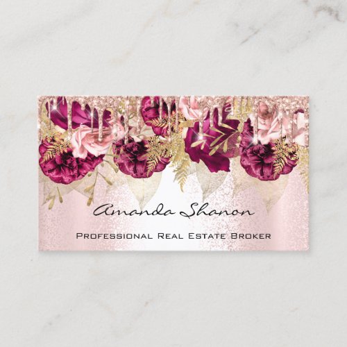 Professional Rose Blush Flowers Drip QRCODE Logo  Business Card