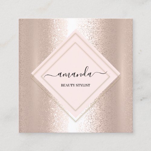 Professional Rose Frame beauty Spa Blush Square Business Card