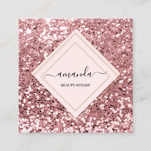 Professional Rose Frame beauty Spa Glitter Square Business Card