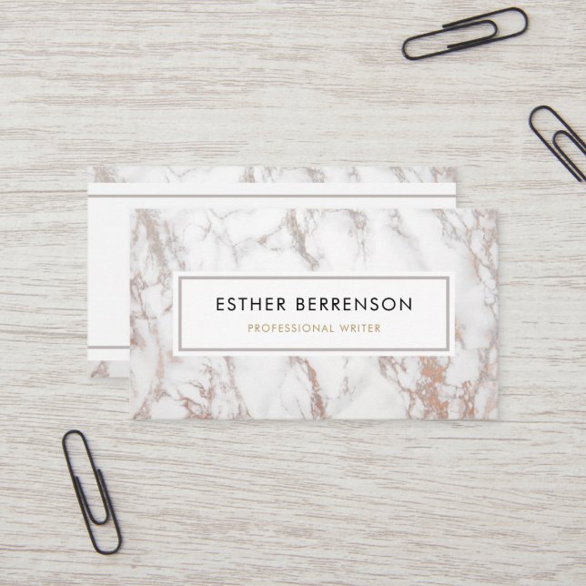 Professional Rose Gold Marble Business Card (Front/Back In Situ)