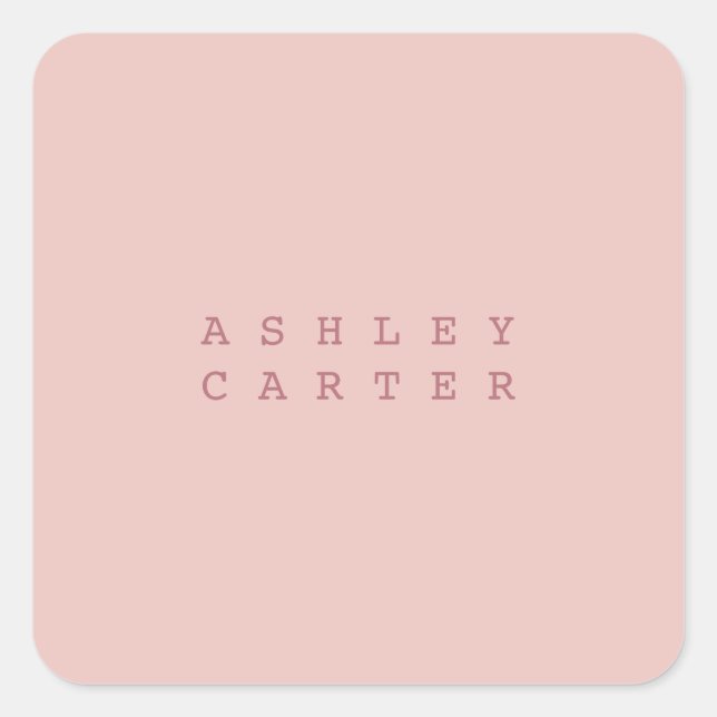 Professional rose gold plain minimalist modern square sticker (Front)