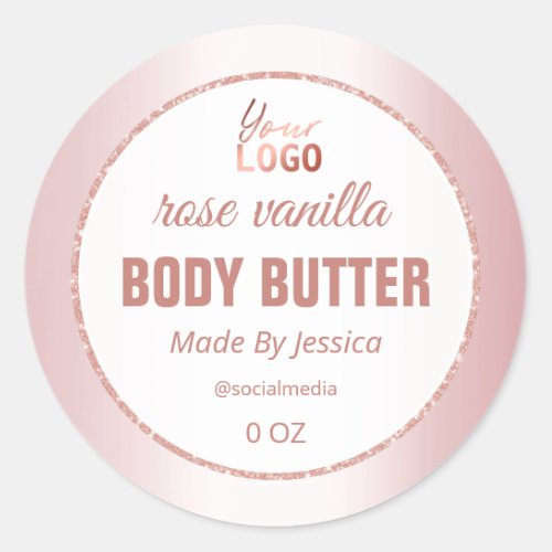Professional Rose Gold White Body Butter Labels