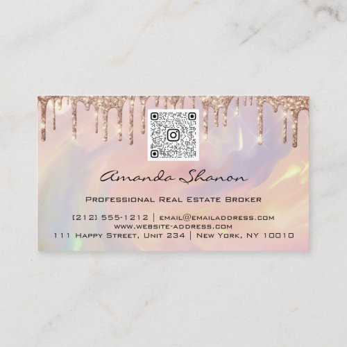 Professional Roses Flowers Drip QRCODE Logo  Busin Business Card