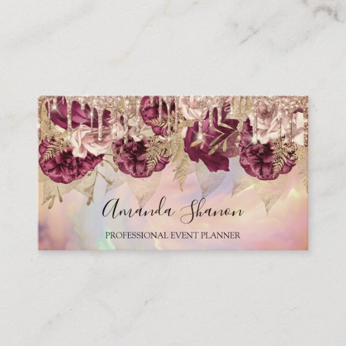 Professional Roses Flowers Drips QR CODE Logo   Business Card