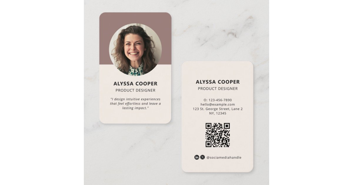 Professional Rounded Profile Pic Professional Round Custom Photo QR Code Profile Business Card | Zazzle