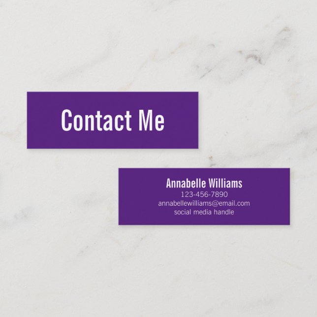 Professional Royal Purple and White Contact Card (Front/Back)