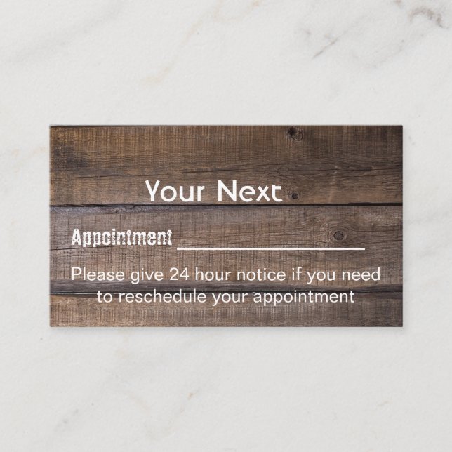Professional Rustic Appointment Reminder Card (Front)