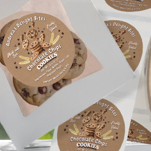 Professional Rustic Baked Chocolate Chip Cookies  Classic Round Sticker