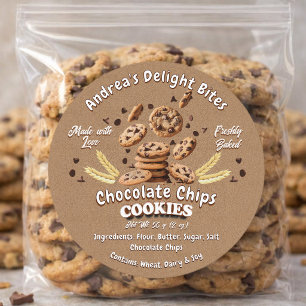 Professional Rustic Baked Chocolate Chip Cookies  Classic Round Sticker
