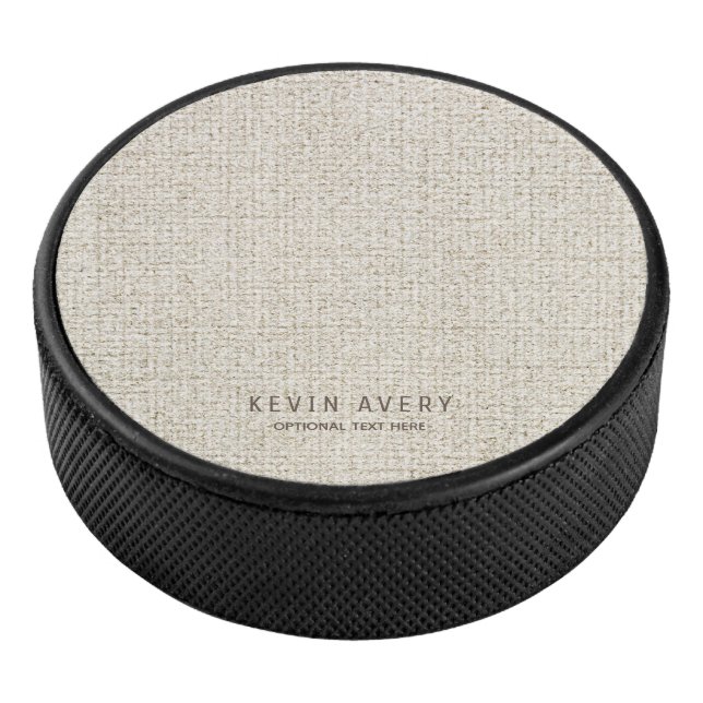 Professional rustic Beige  Linen Texture Hockey Puck (3/4)