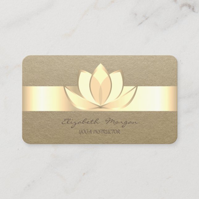 Professional Rustic,Kraft Stripe,Lotus  Business Card (Front)
