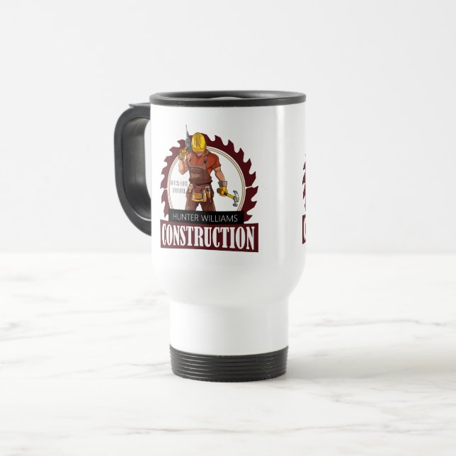 Professional Rustic Modern Construction Carpenter Travel Mug (Front Left)