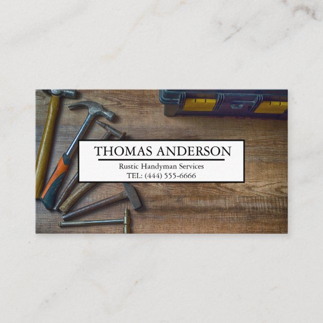 Professional Rustic Tools Carpenter Woodworking  Business Card (Front)