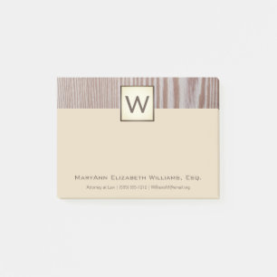 Professional Rustic Wood Executive Name & Monogram Post-it Notes